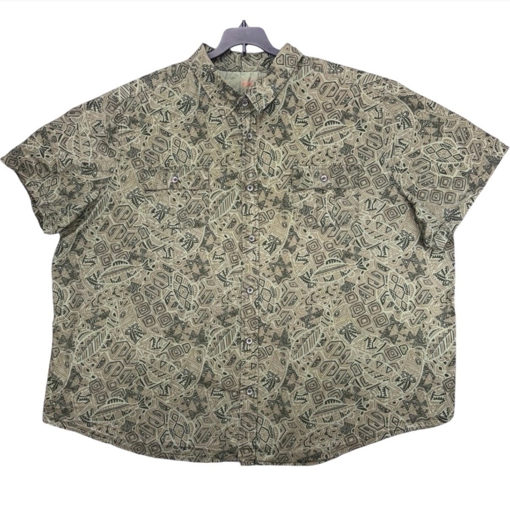 Boulder Creek Shirt Men's 4XL Big Olive Green Big Button Up Short Sleeve Casual